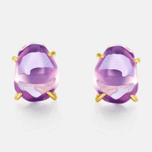 crystal four-prong stud earrings | s925 sterling silver with natural crystal - Lyra
