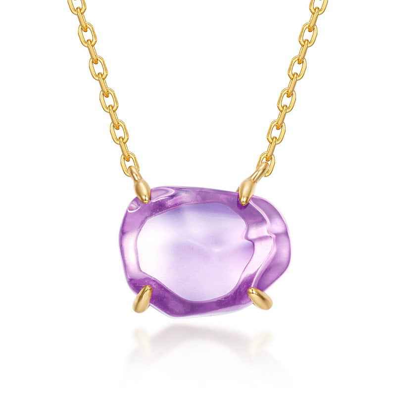 rose amethyst geometric pendant | s925 sterling silver with natural rose amethyst - Lyra
