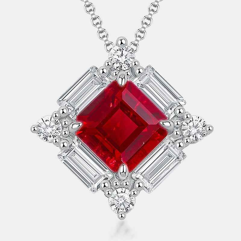 ruby geometric pendant | s925 sterling silver necklace - Lyra