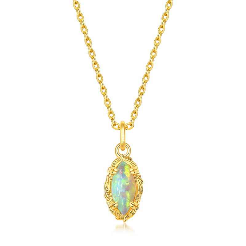 synthetic opal marquise pendant necklace | s925 sterling silver - Lyra