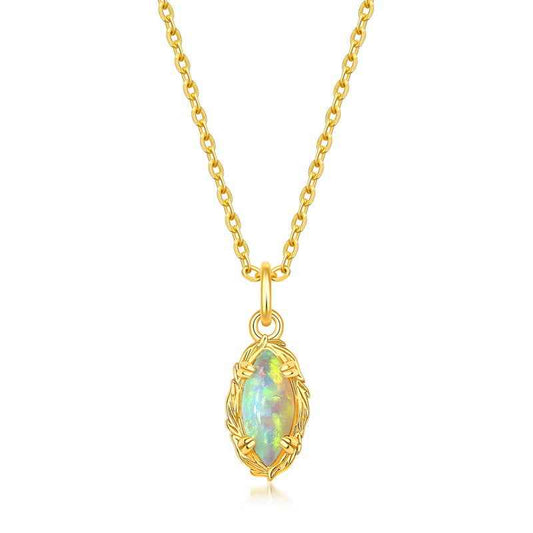 synthetic opal marquise pendant necklace | s925 sterling silver - Lyra