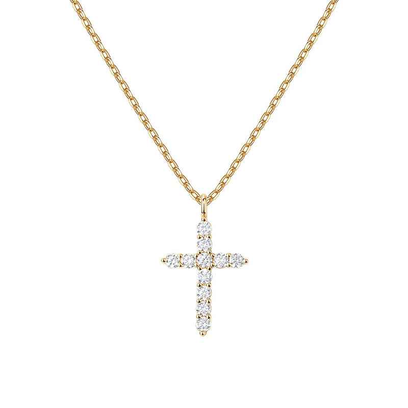 pavé cross pendant necklace | s925 sterling silver with cubic zirconia - Lyra