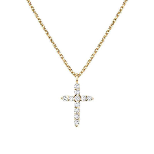 pavé cross pendant necklace | s925 sterling silver with cubic zirconia - Lyra