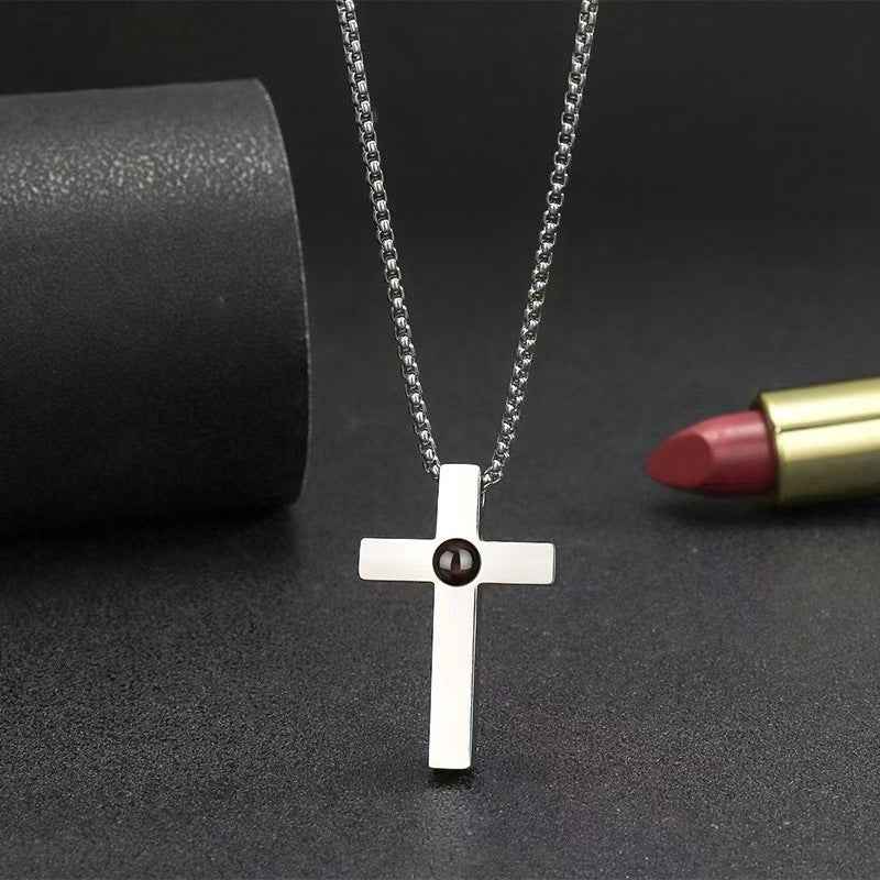 projection cross necklace | stainless steel “i love you” pendant in 100 languages - Lyra