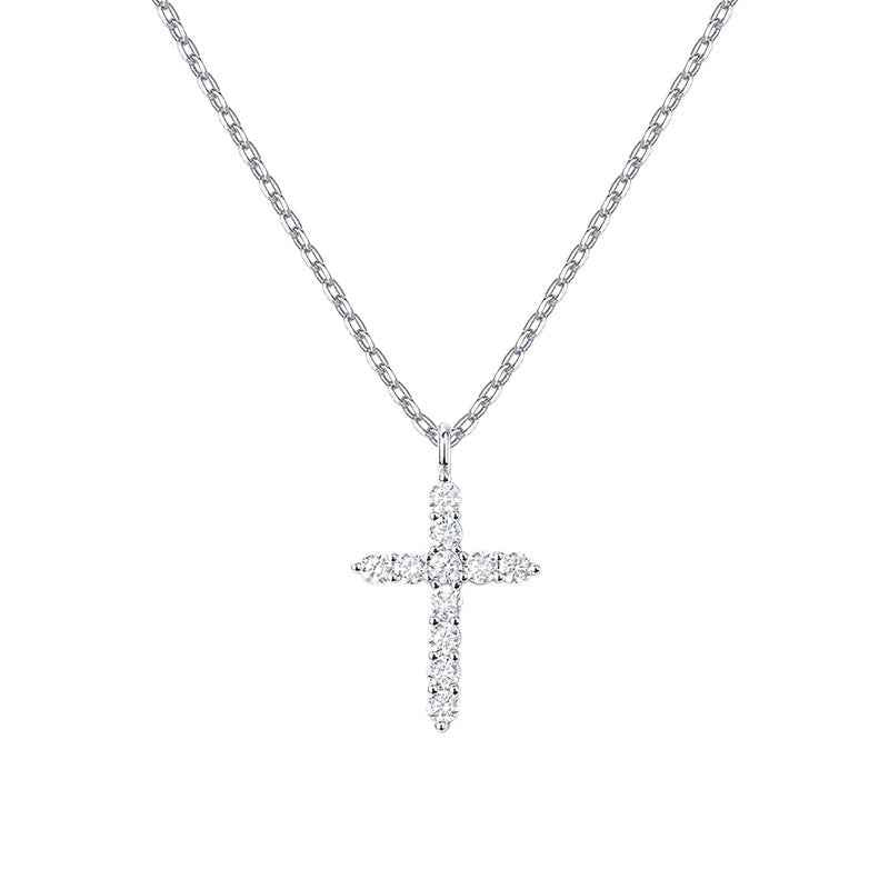 pavé cross pendant necklace | s925 sterling silver with cubic zirconia - Lyra