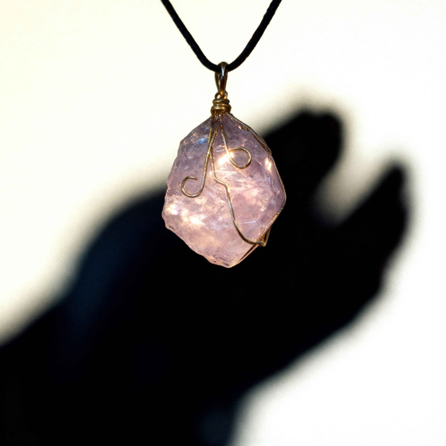 raw rose quartz pendant - Lyra