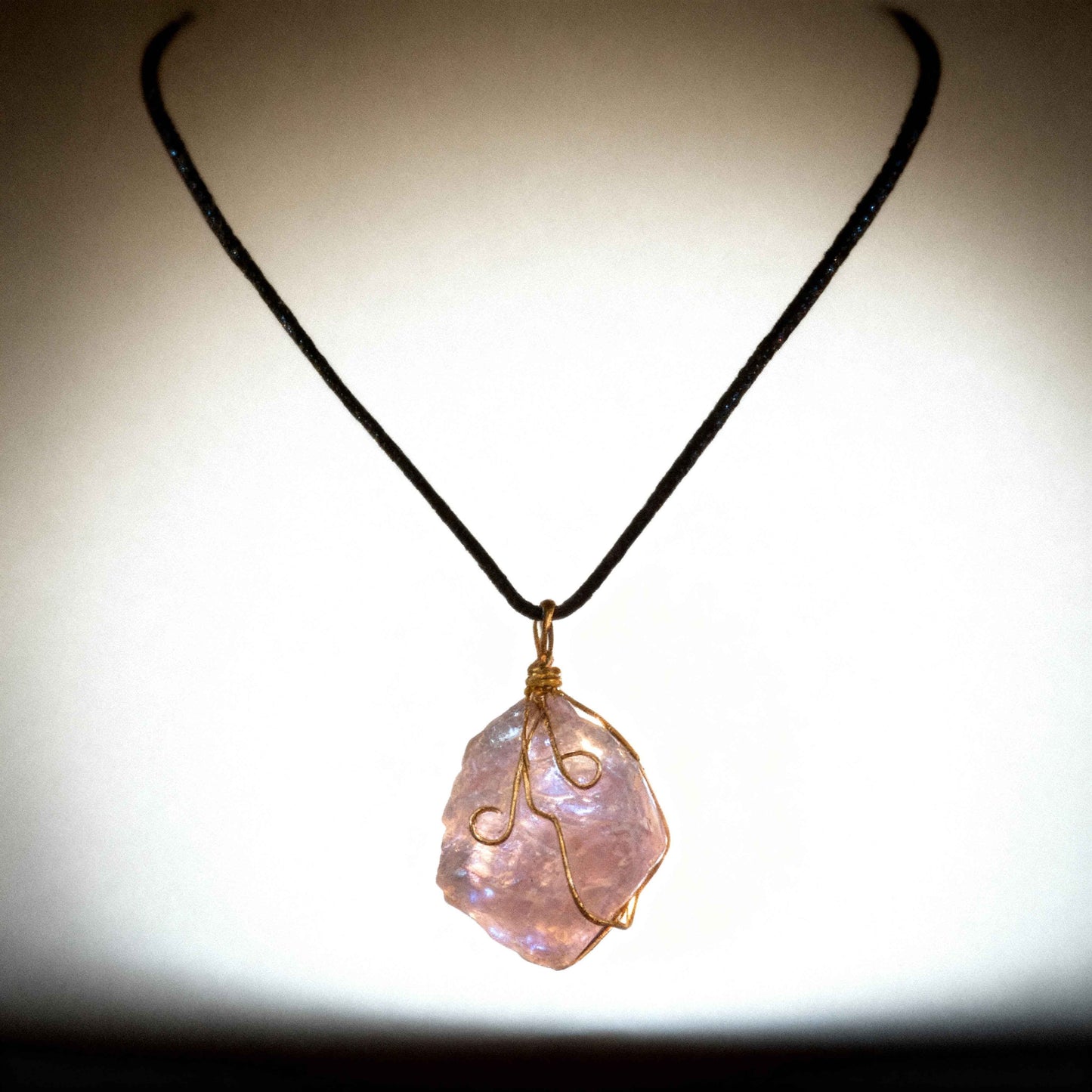 raw rose quartz pendant - Lyra