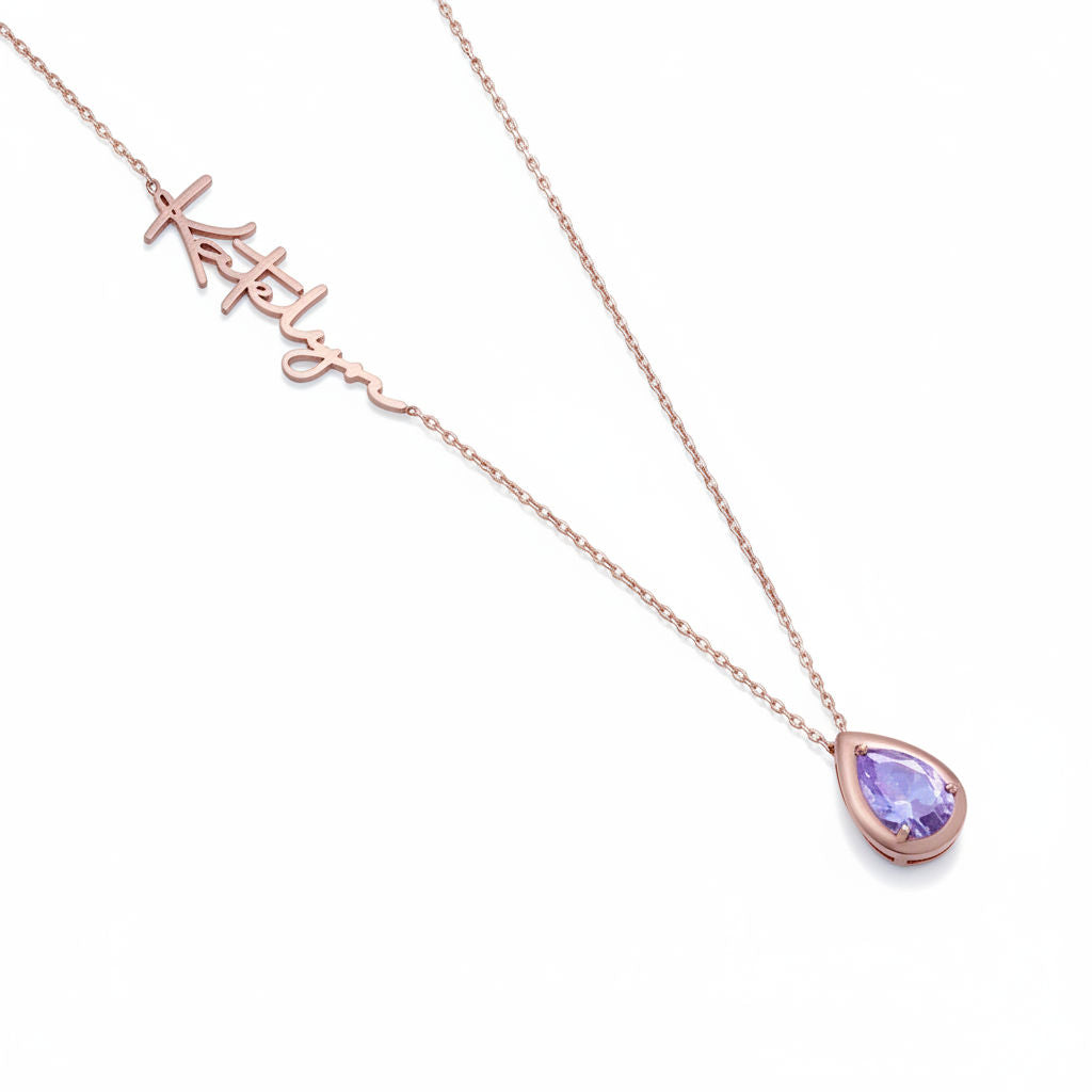 personalized necklace - name & birthstone - Lyra