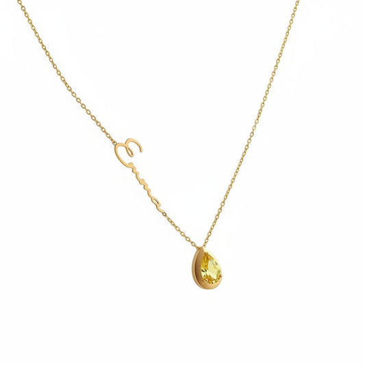 personalized necklace - name & birthstone - Lyra