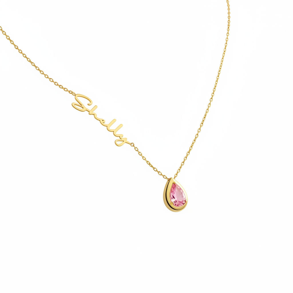 personalized necklace - name & birthstone - Lyra