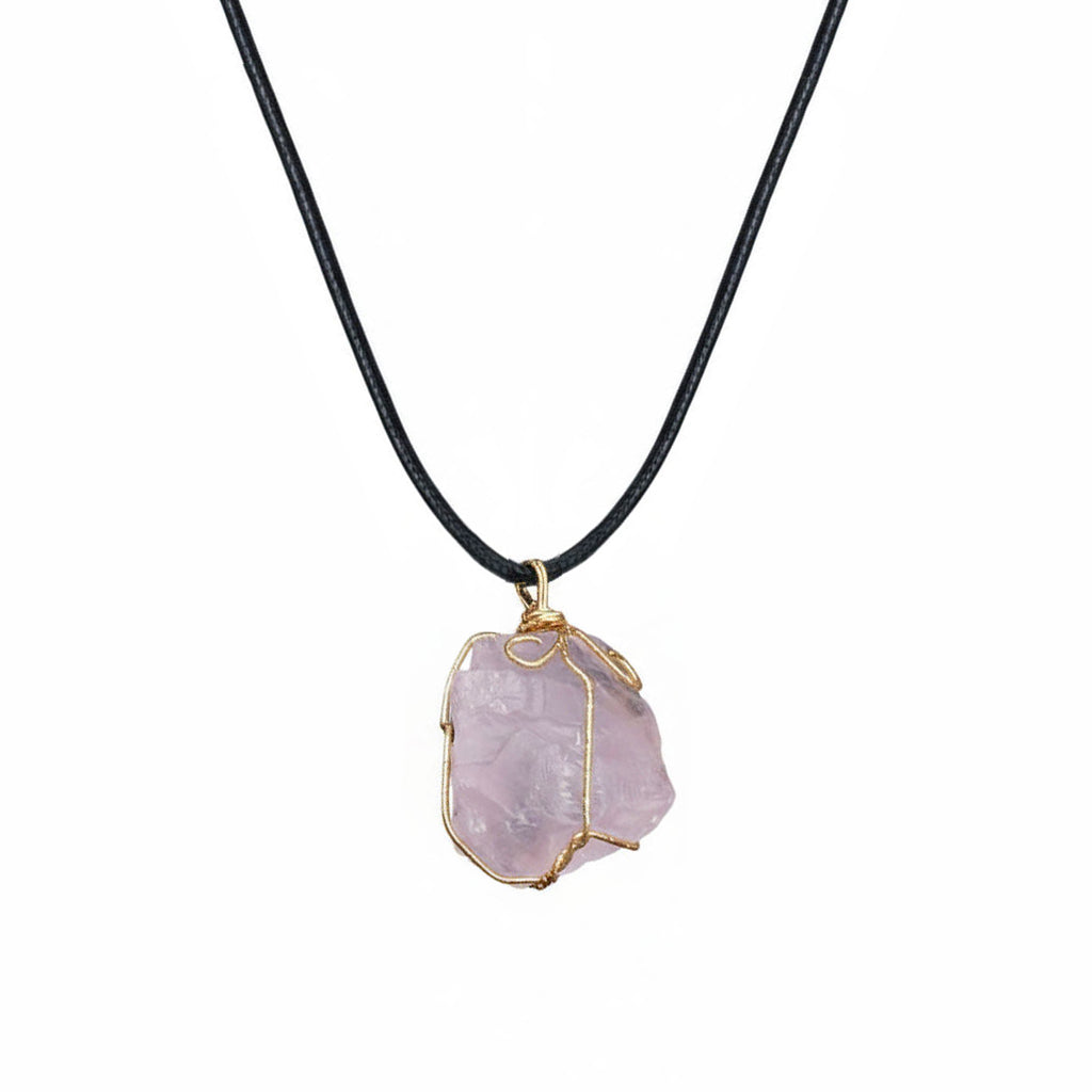 raw rose quartz pendant - Lyra