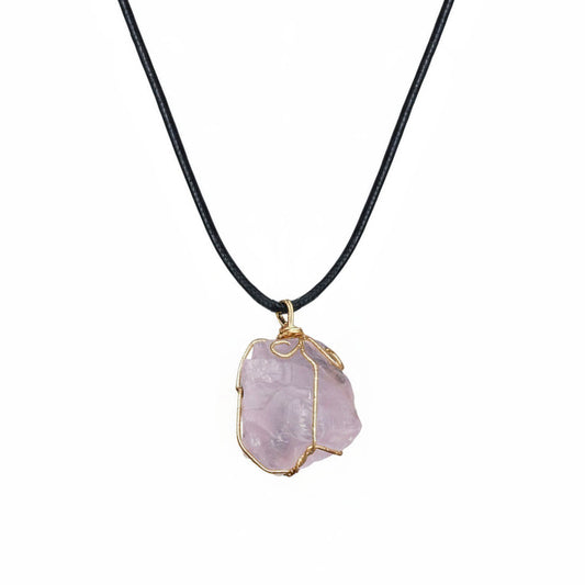 raw rose quartz pendant - Lyra