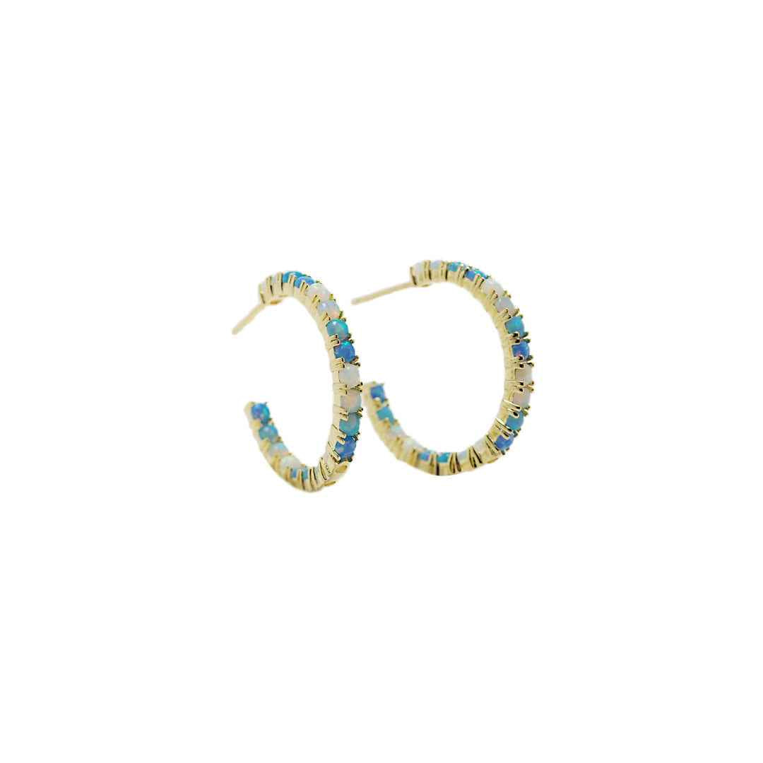 opal earrings - aurora halo - Lyra