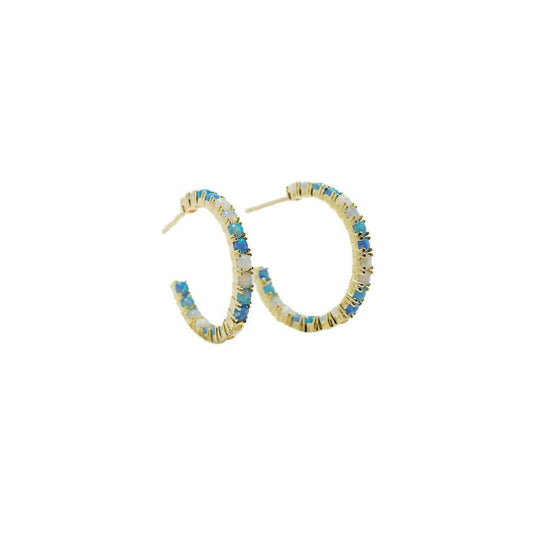opal earrings - aurora halo - Lyra