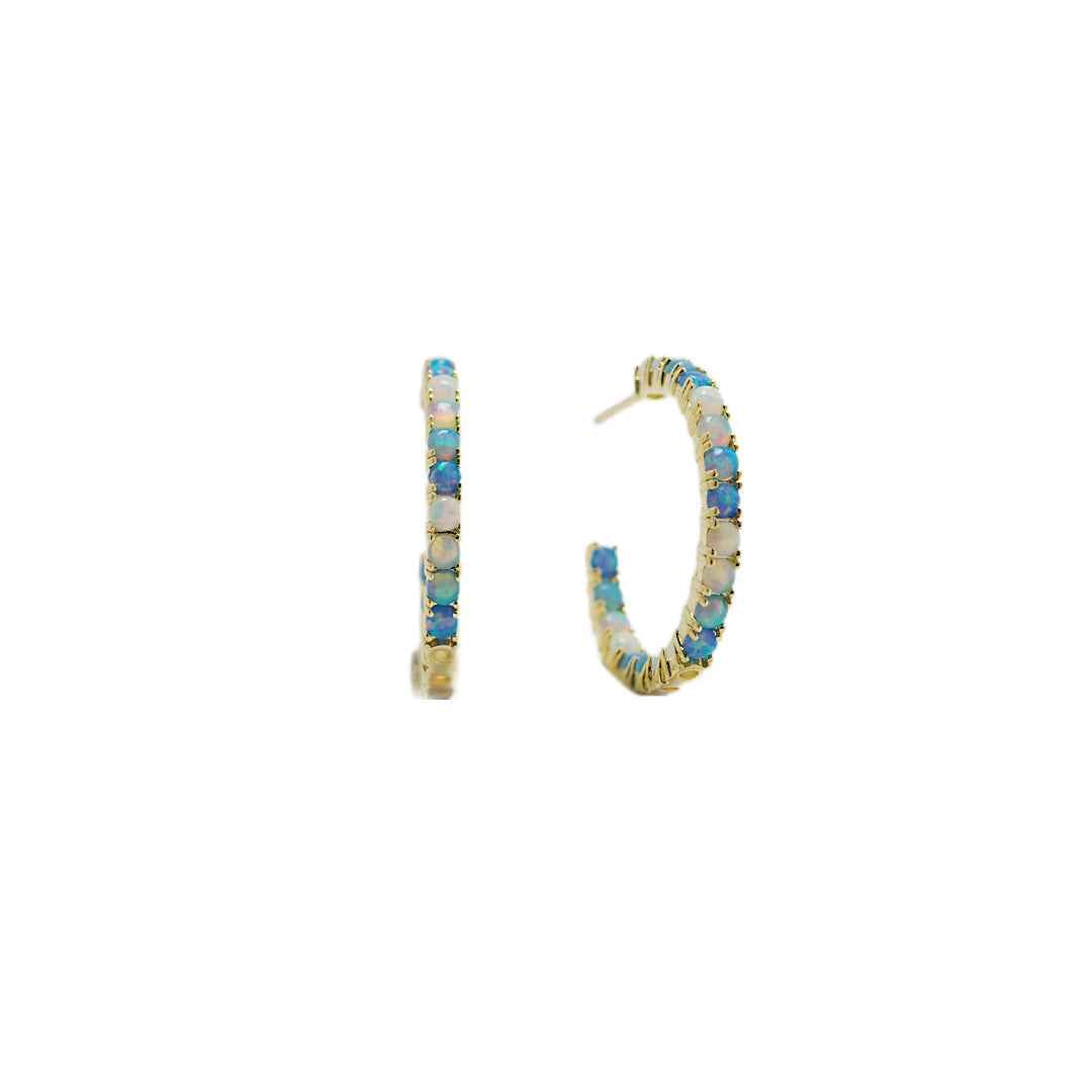 opal earrings - aurora halo - Lyra