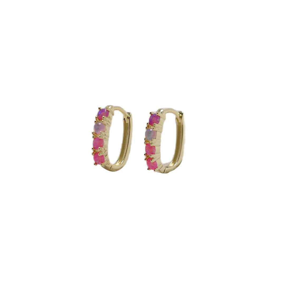 pink opal earrings - star arc - Lyra