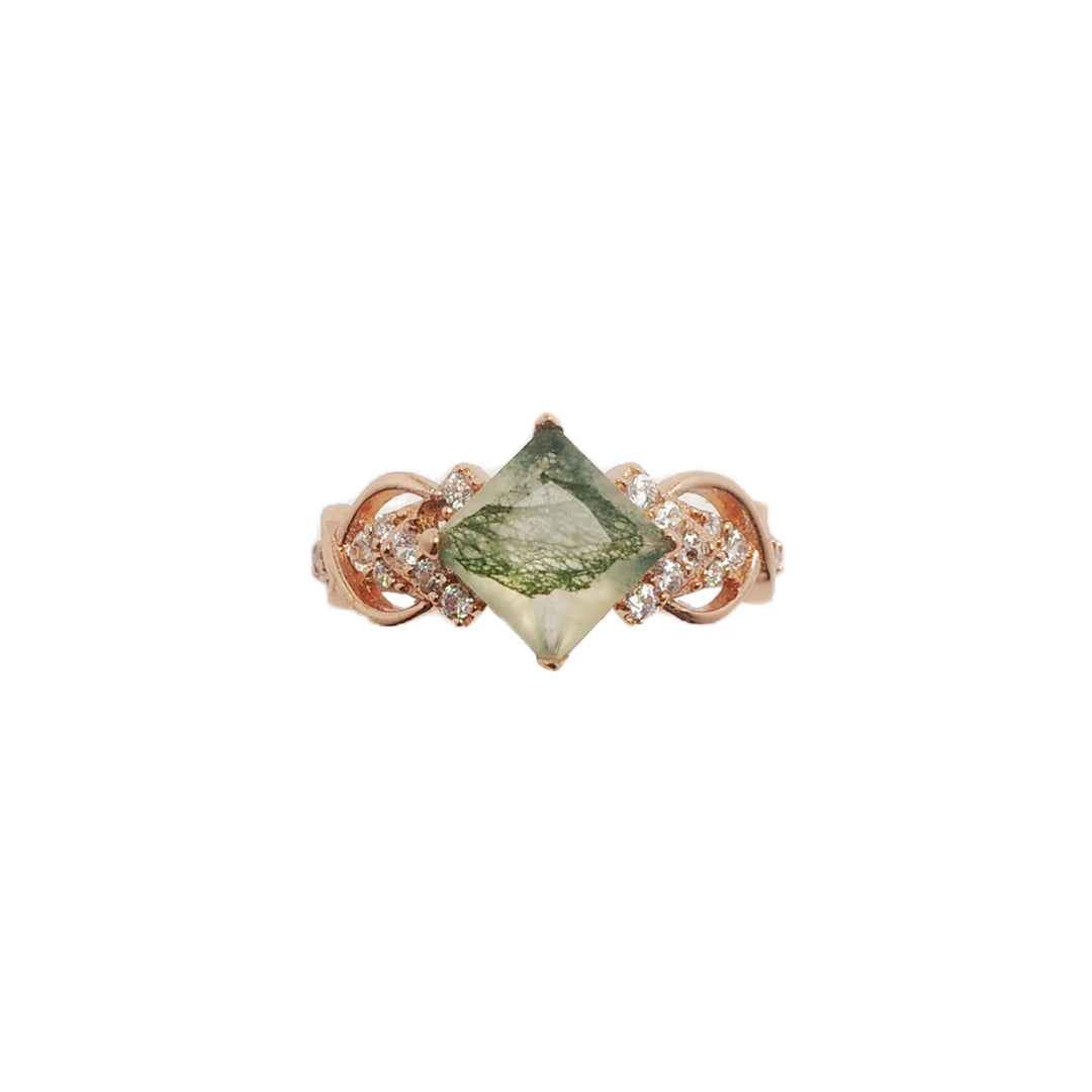 moss agate ring - inner flame - Lyra
