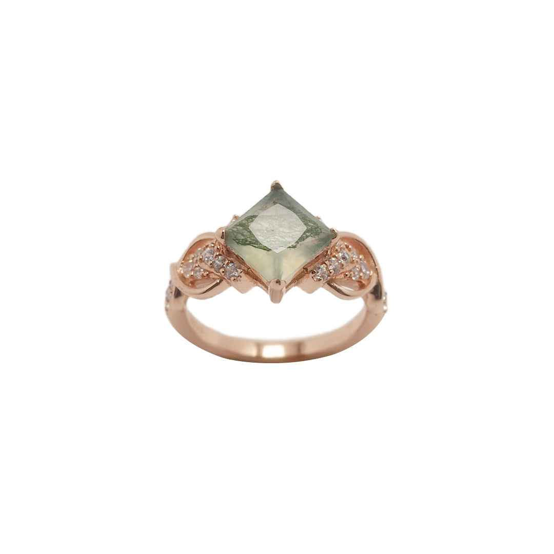moss agate ring - inner flame - Lyra