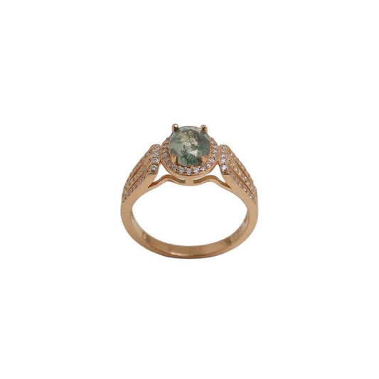 moss agate bridge ring - Lyra