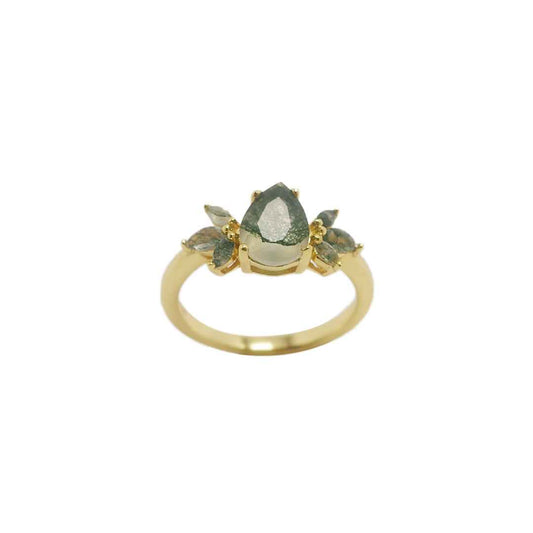 moss agate ring - new leaf - Lyra