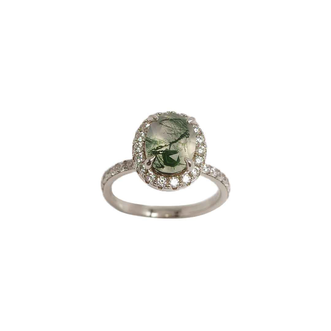 moss agate ring - mirror - Lyra