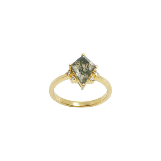 moss agate ring rhombus shield - Lyra