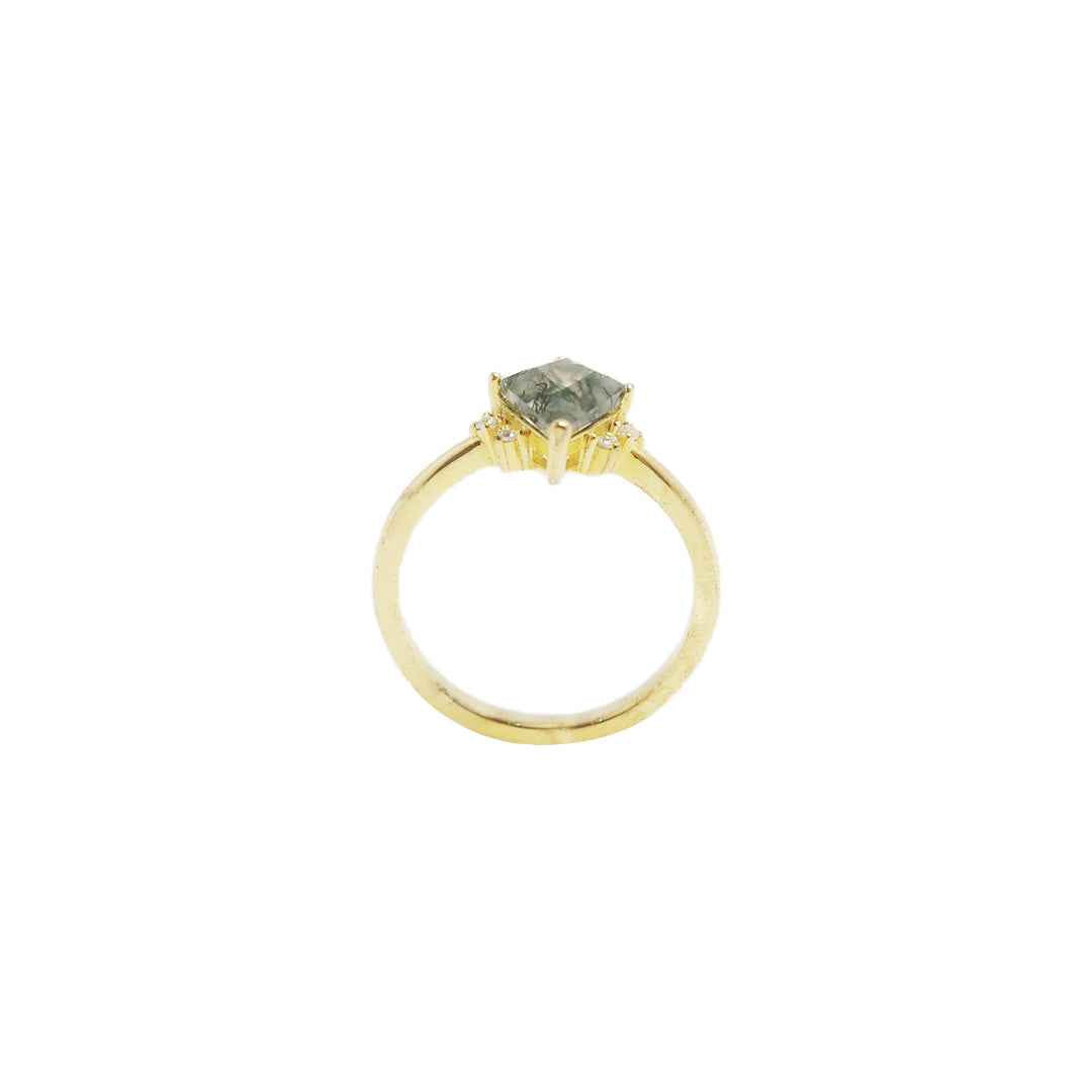 moss agate ring rhombus shield - Lyra
