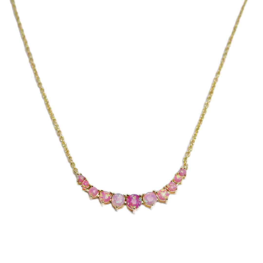 pink opal necklace - arc of light - Lyra