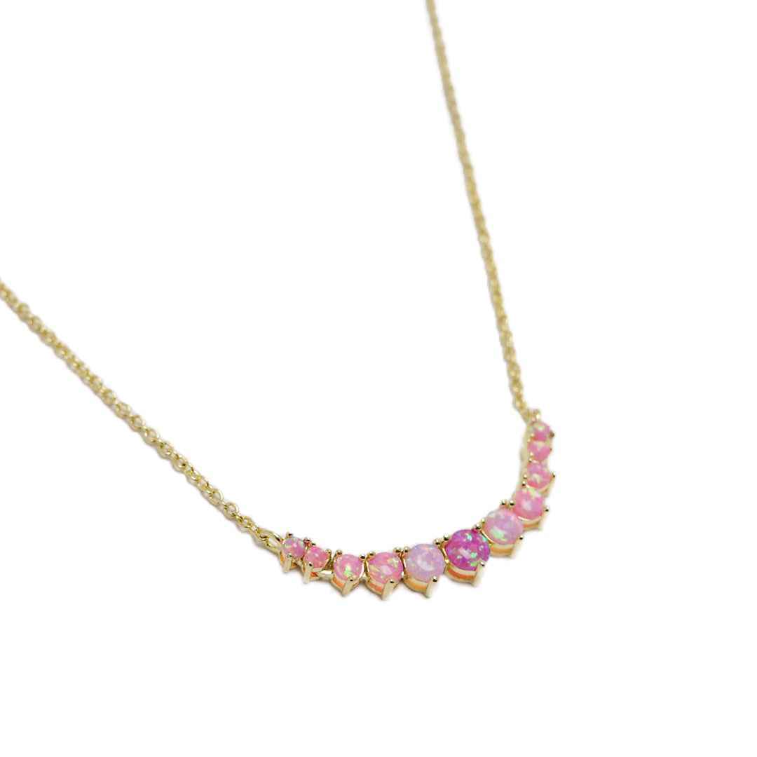 pink opal necklace - arc of light - Lyra