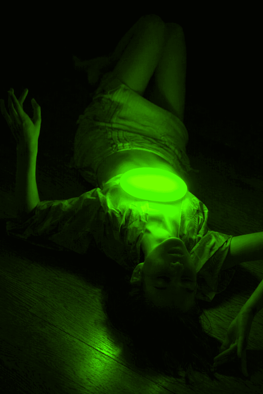 Green Light Bag glowing in hand
