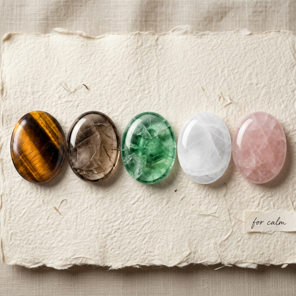 Kova palm stones arranged on textured cloth