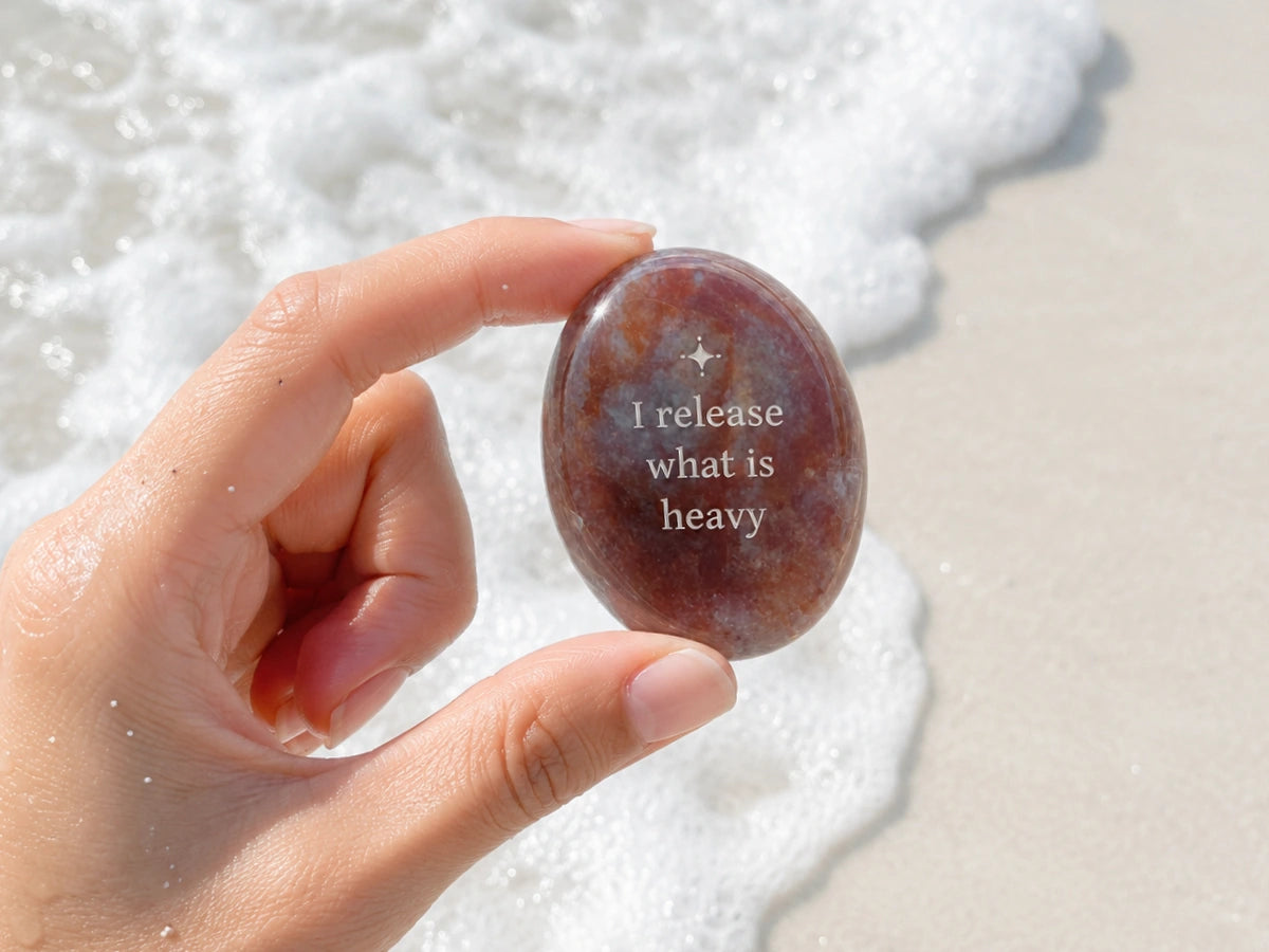 A Kova stone engraved with a personal affirmation