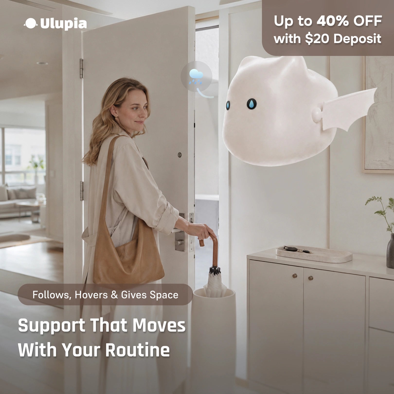 Orbi following its owner at home
